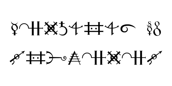 Vista previa del alfabeto Símbolos de alquimia