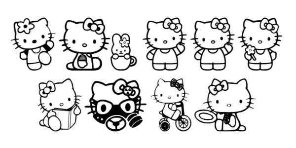 Vista previa del alfabeto Hello Kitty